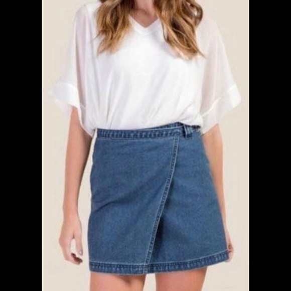 Denim Wrap Skirt - Picture 3 of 8